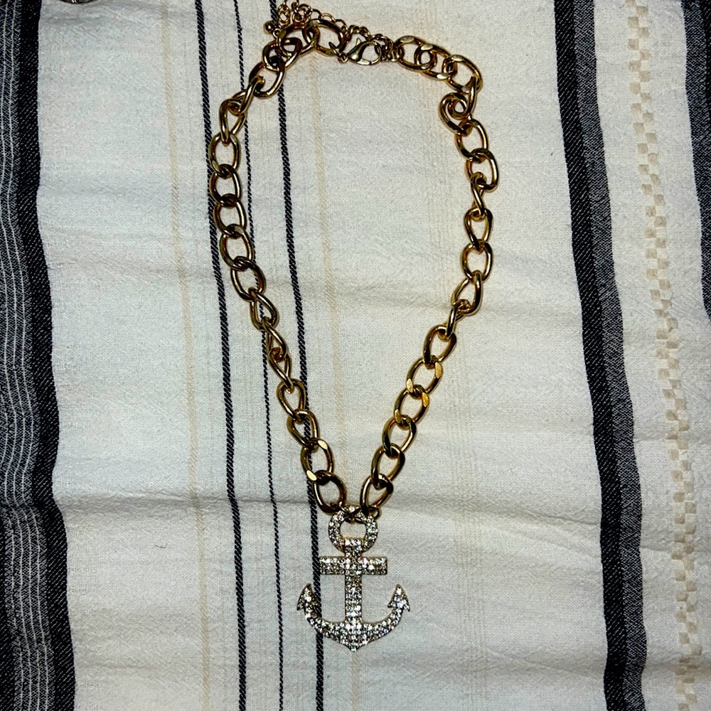 Anchor rhinestone necklace